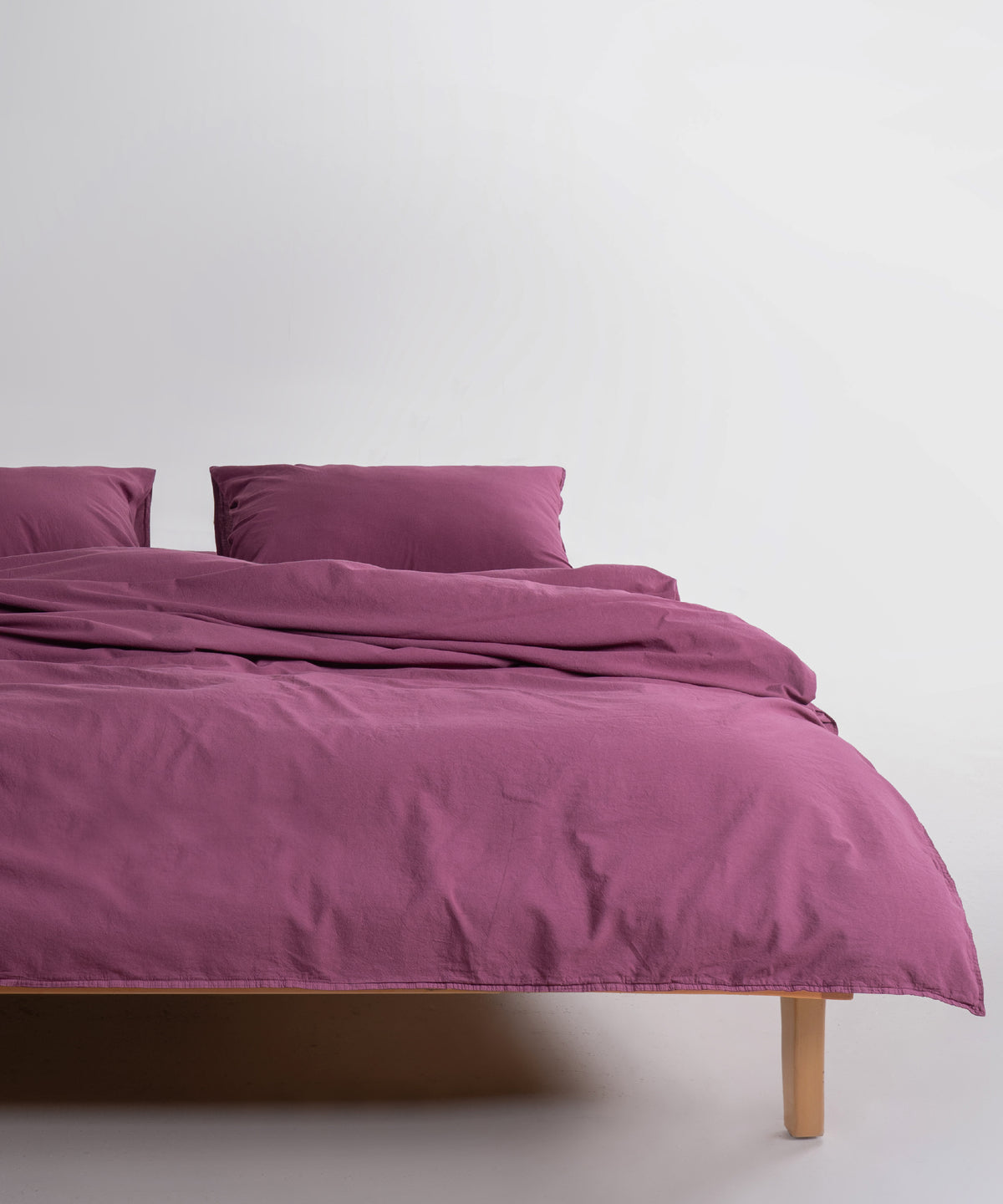 Raspberry rengi stonewashed %100 pamuk çift kişilik nevresim takımı