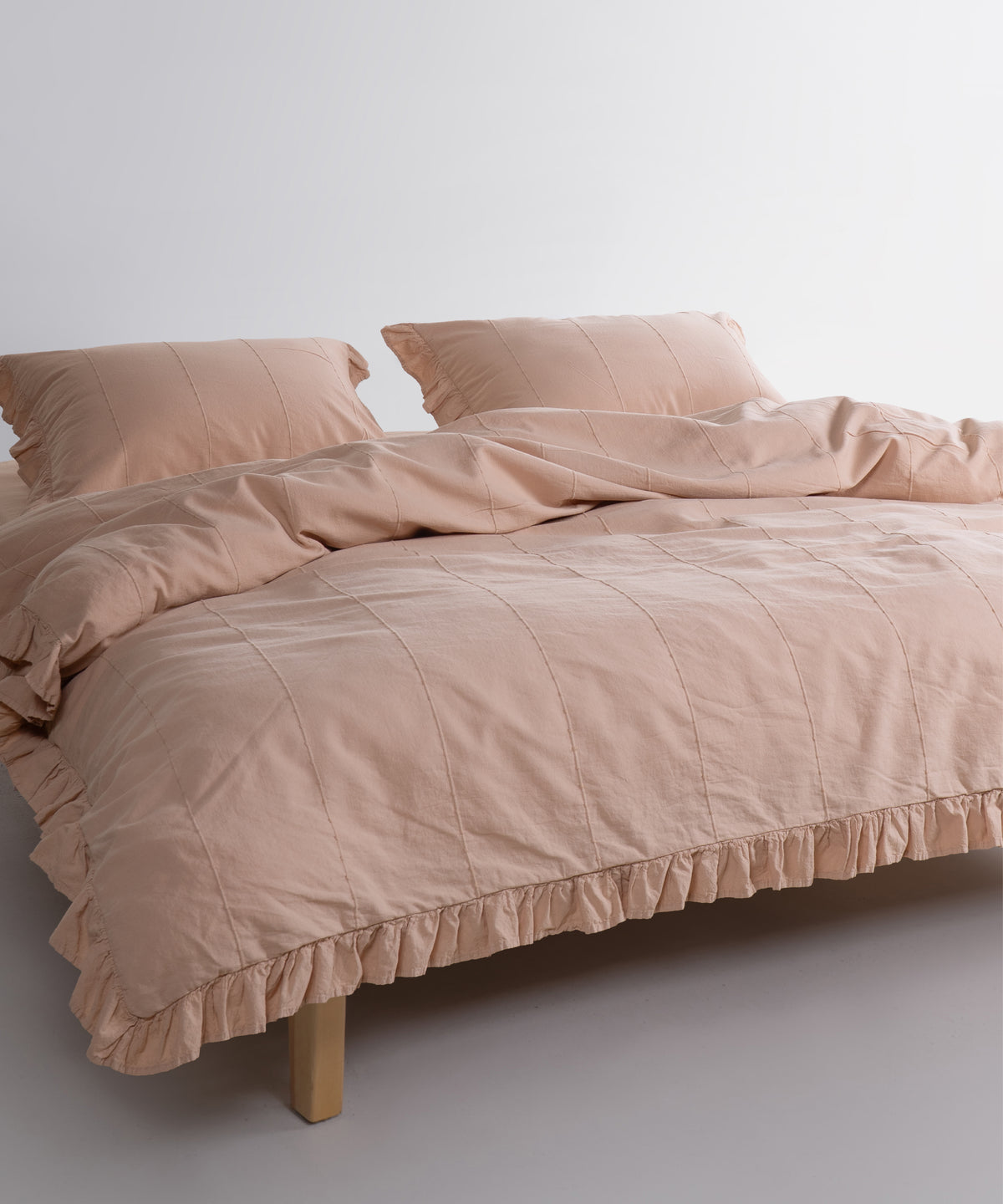 LIMASSO %100 Pamuk Stonewashed Fırfırlı Nevresim Takımı - İdelia Bej