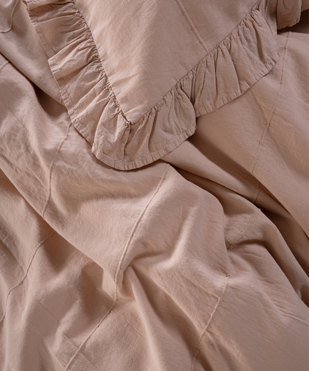 LIMASSO %100 Pamuk Stonewashed Fırfırlı Nevresim Takımı - İdelia Bej