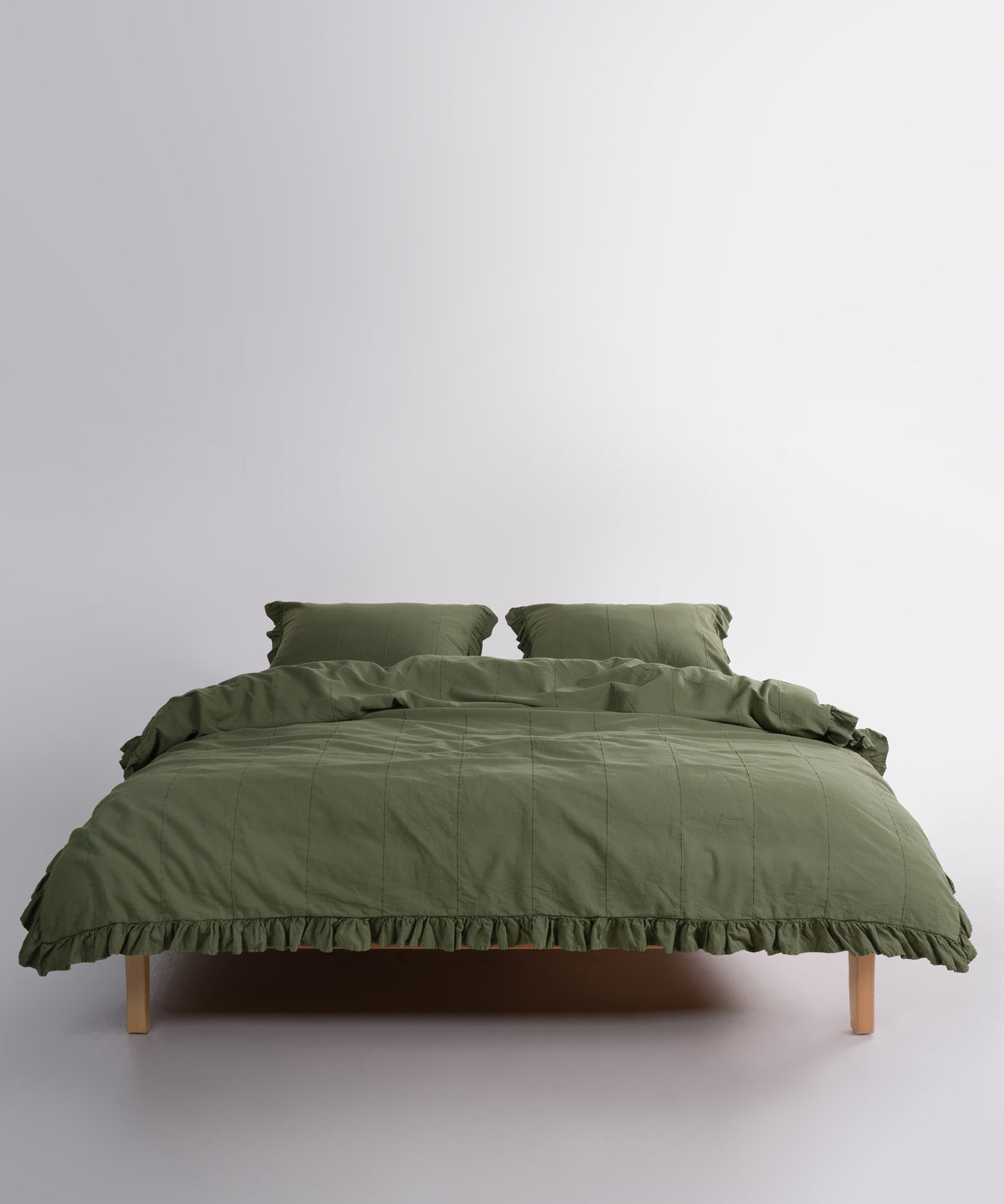 LIMASSO %100 Pamuk Stonewashed Fırfırlı Nevresim Takımı - İdelia Capulet Olive