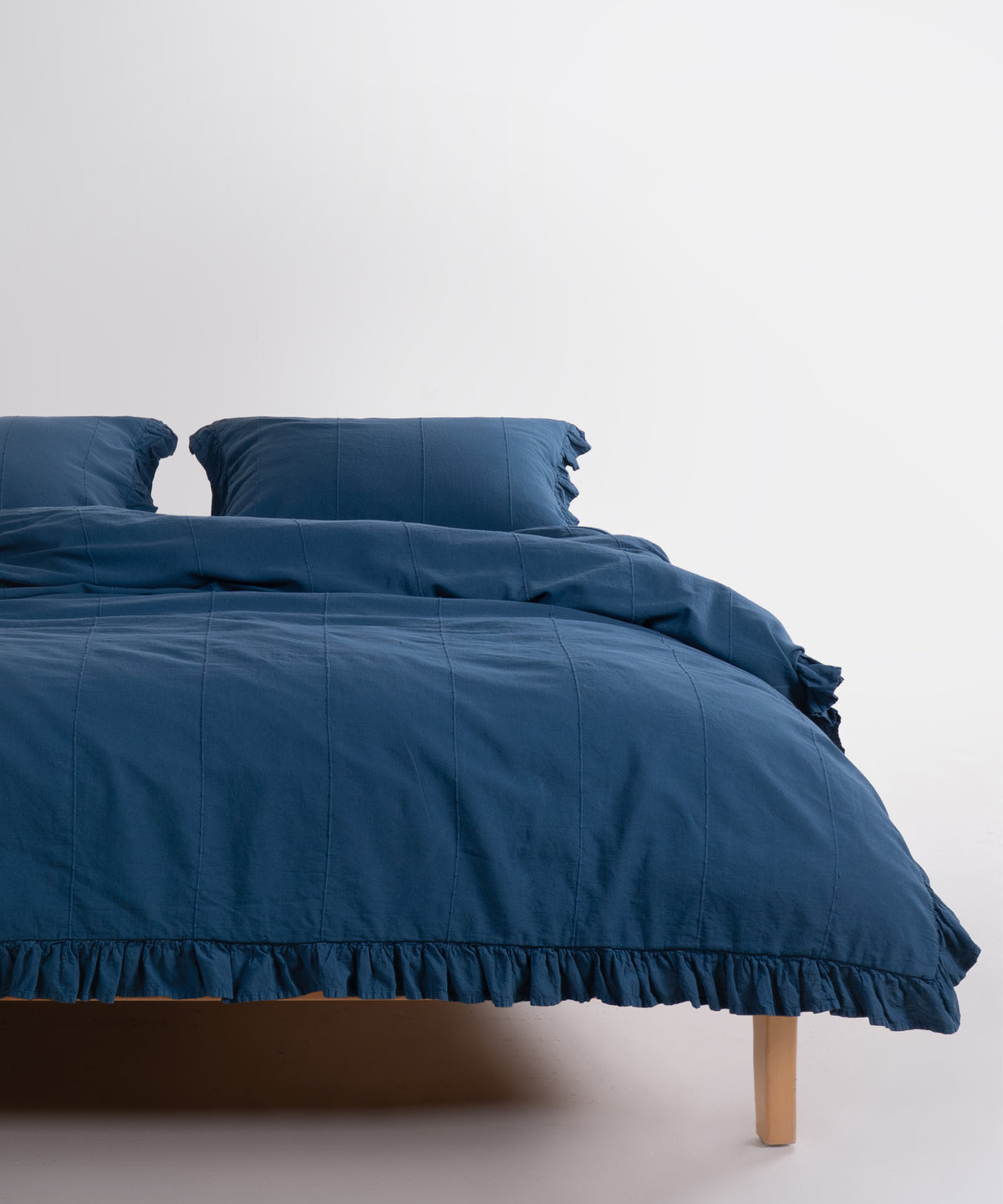 LIMASSO %100 Pamuk Stonewashed Fırfırlı Nevresim Takımı - İdelia Dress Blue