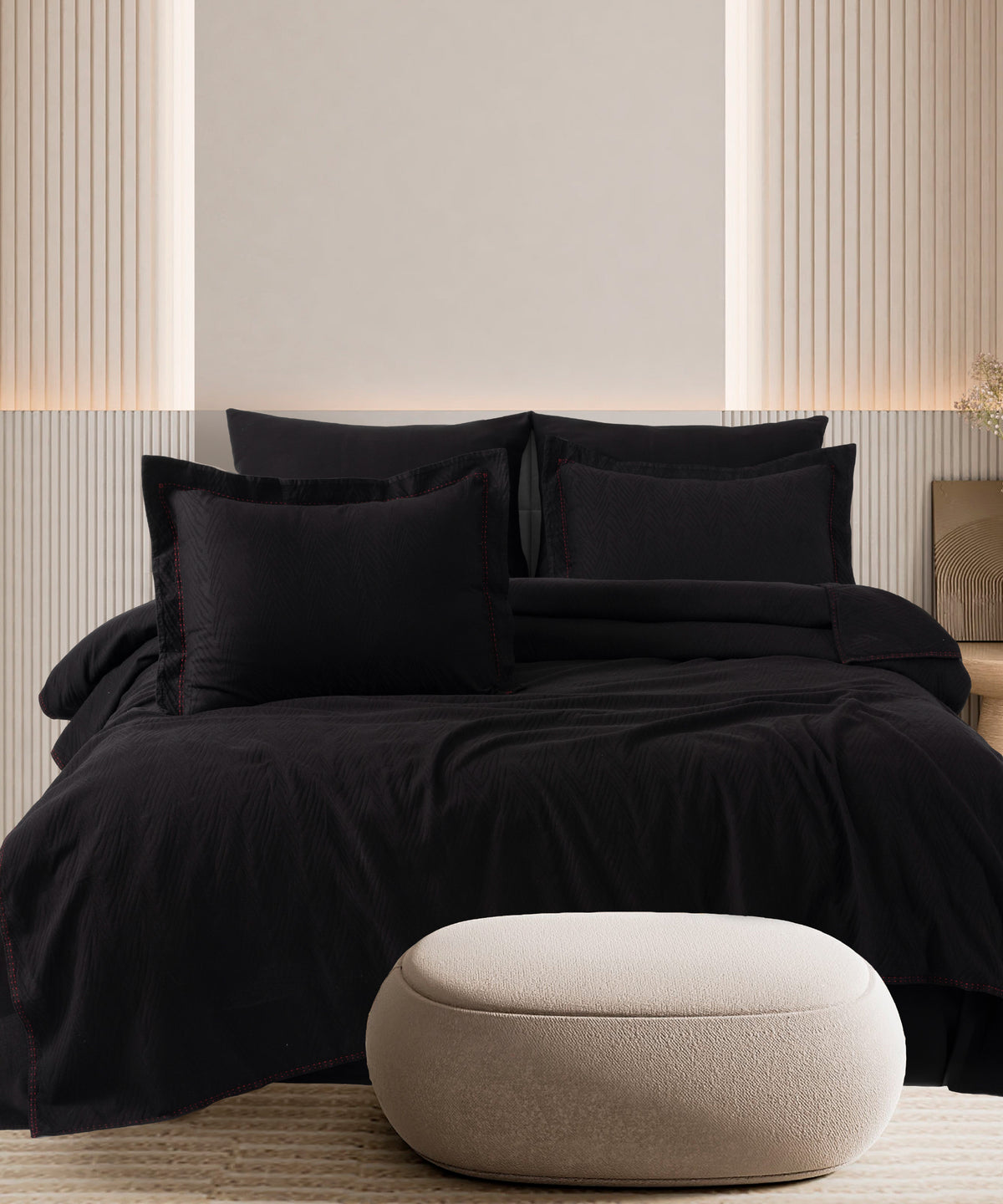 Green Home %100 Pamuk Saten Stonewashed 300 TC Nevresim Takımı - Elegance Black