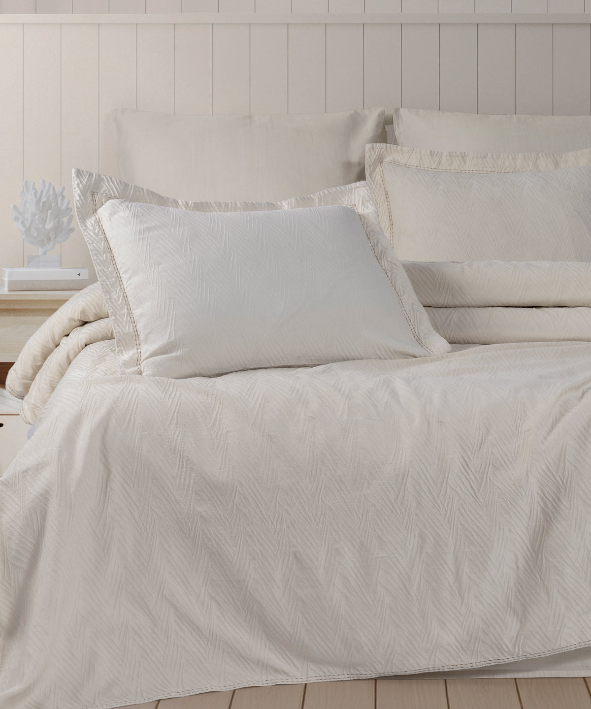 Green Home %100 Pamuk Saten Stonewashed 300 TC Nevresim Takımı - Elegance Cream