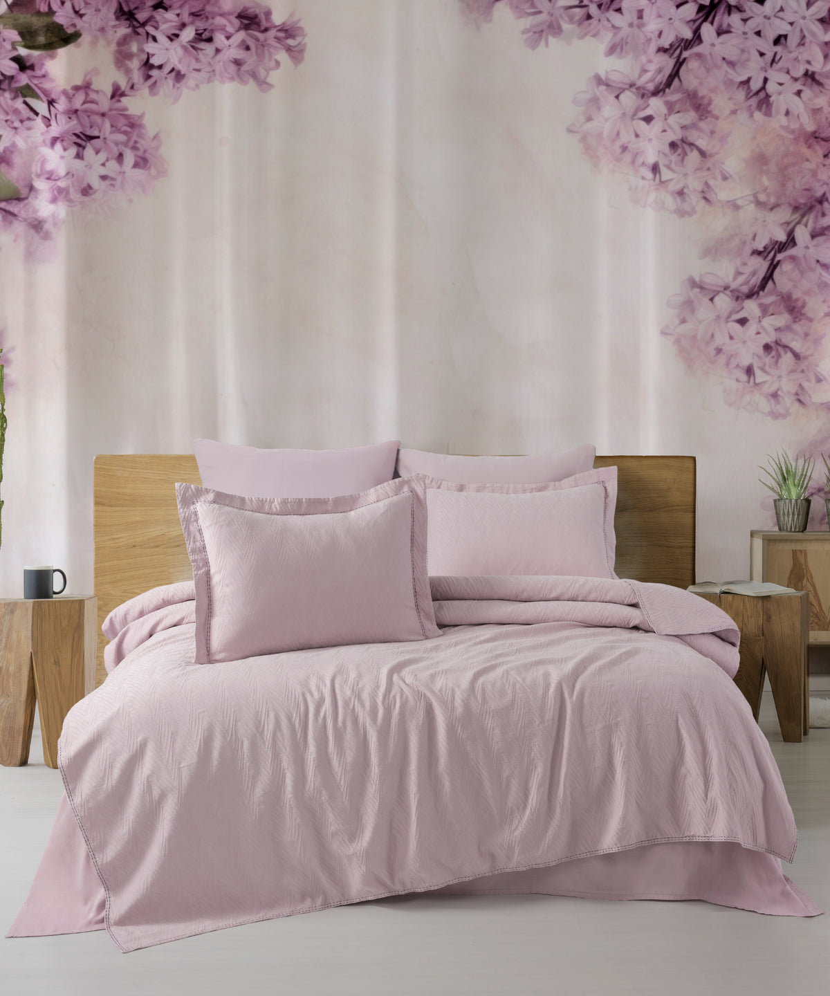 Green Home %100 Pamuk Saten Stonewashed 300 TC Nevresim Takımı - Elegance Raindrop