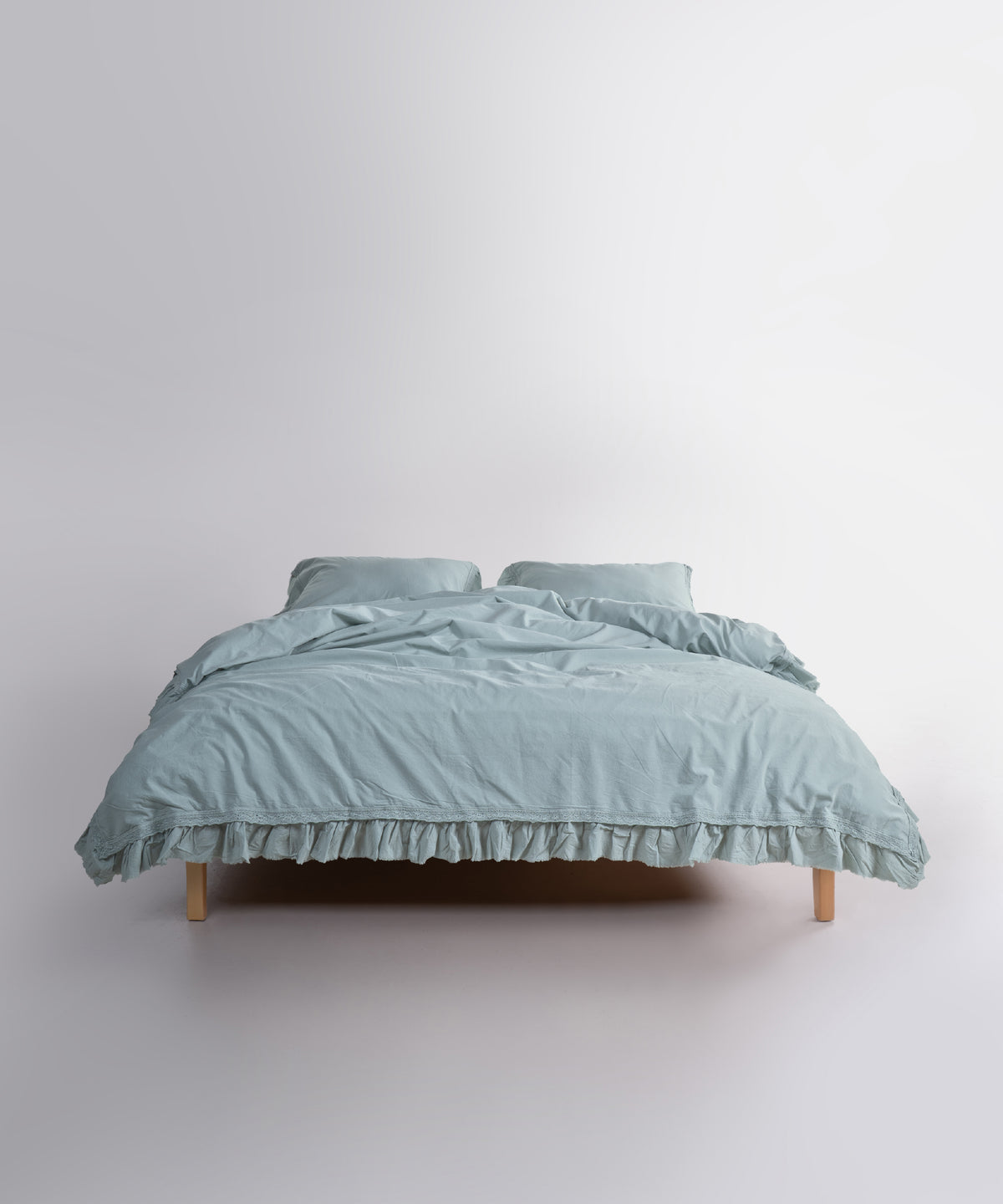 LIMASSO %100 Pamuk Stonewashed Fırfırlı ve Güpürlü Nevresim Takımı - Francheska Mint