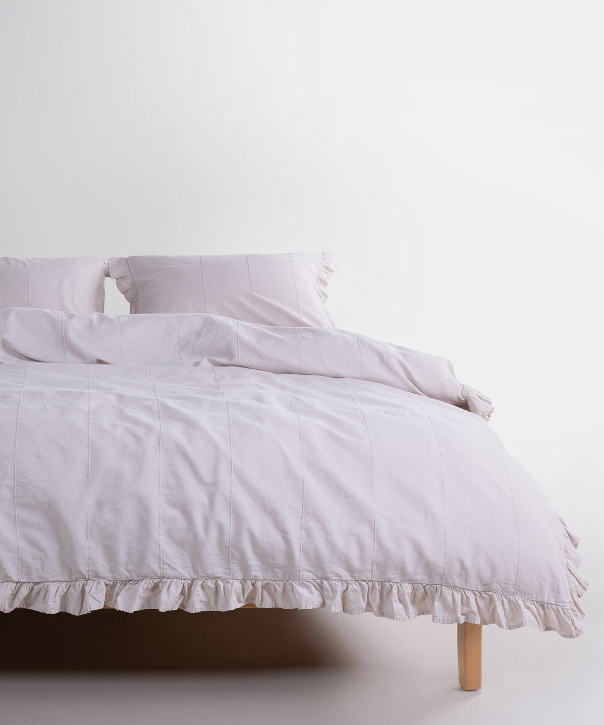 LIMASSO %100 Pamuk Stonewashed Fırfırlı Nevresim Takımı - İdelia Natural Cream
