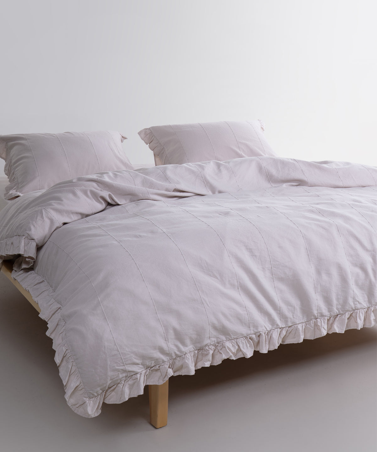 LIMASSO %100 Pamuk Stonewashed Fırfırlı Nevresim Takımı - İdelia Natural Cream