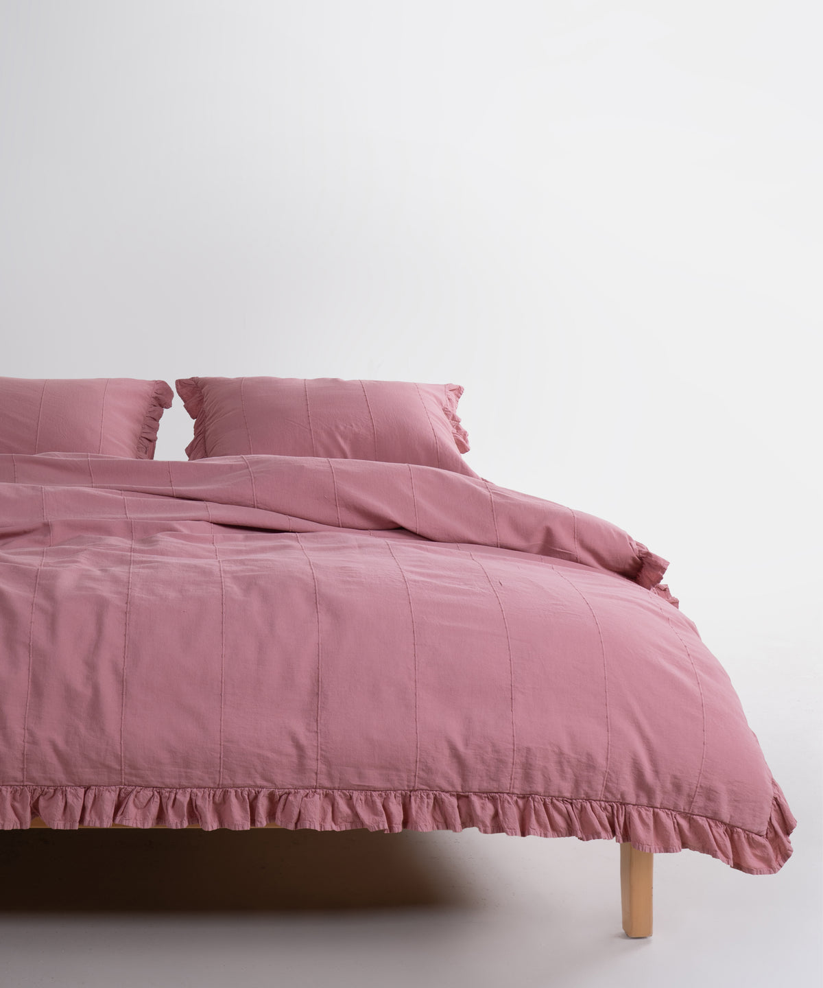 LIMASSO %100 Pamuk Stonewashed Fırfırlı Nevresim Takımı - Idelia Old Rose