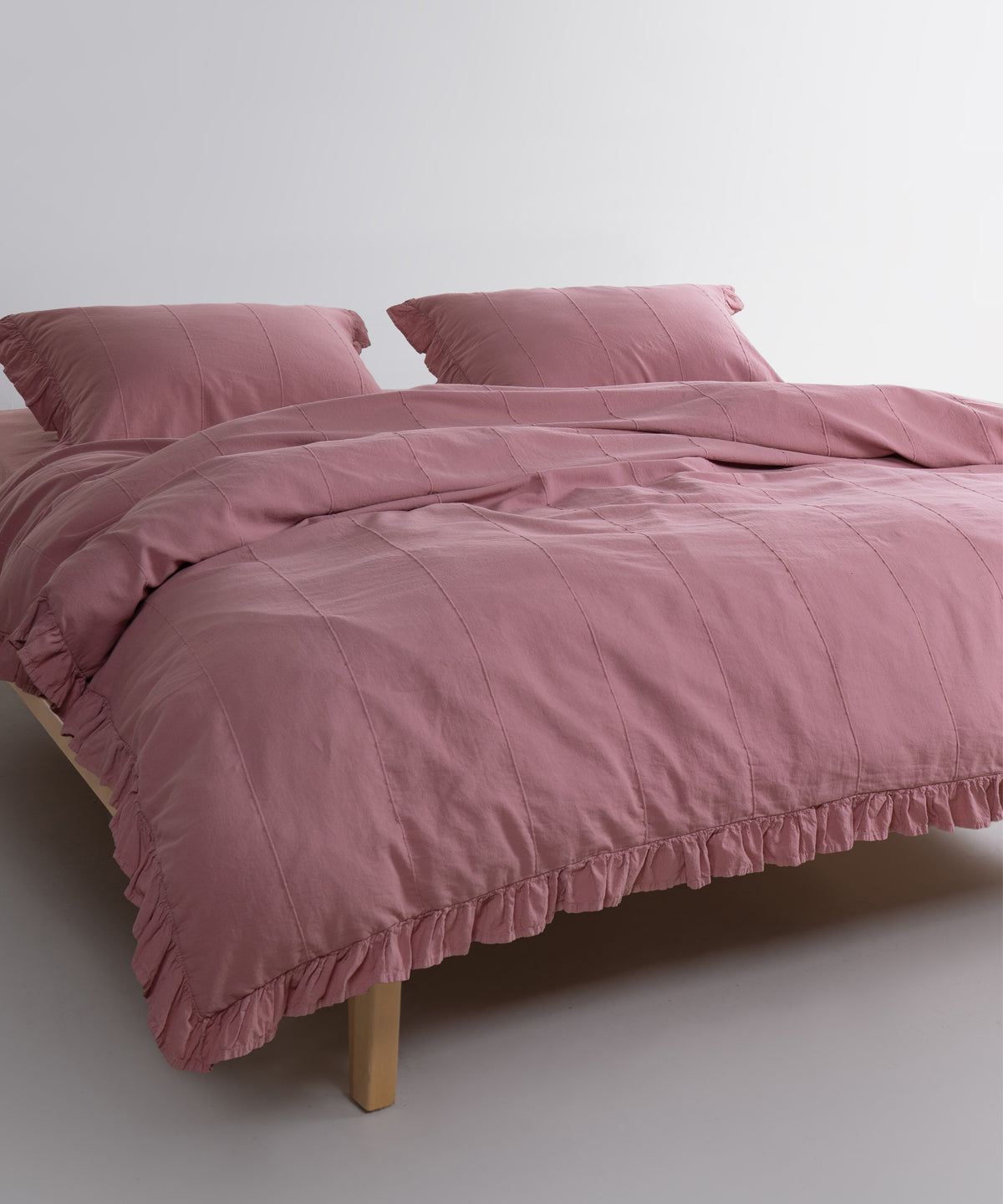 LIMASSO %100 Pamuk Stonewashed Fırfırlı Nevresim Takımı - Idelia Old Rose