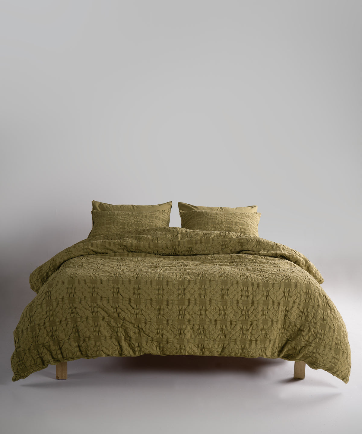 LIMASSO %100 Pamuk Stonewashed Jakarlı Kristal Desenli Nevresim Takımı - Crystal Olive