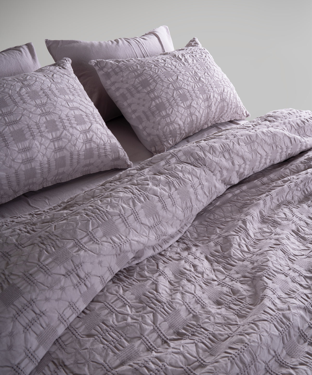 LIMASSO %100 Pamuk Stonewashed Jakarlı Kristal Desenli Nevresim Takımı - Crystal Opal Grey