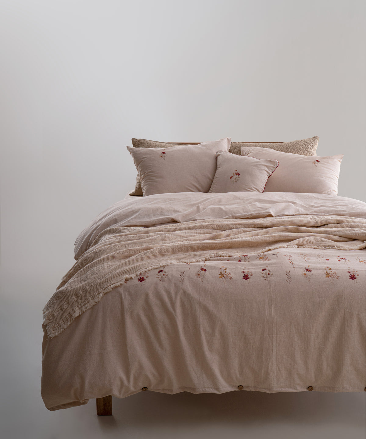 LIMASSO %100 Pamuk İpliği Boyalı Garmentwashed Minimalist Desenli Nevresim Takımı - Brise