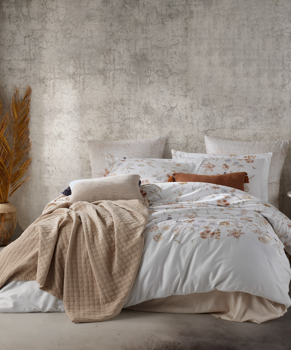 PRIMACASA %100 Pamuk Saten Desenli Nevresim Takımı – Rosebella White