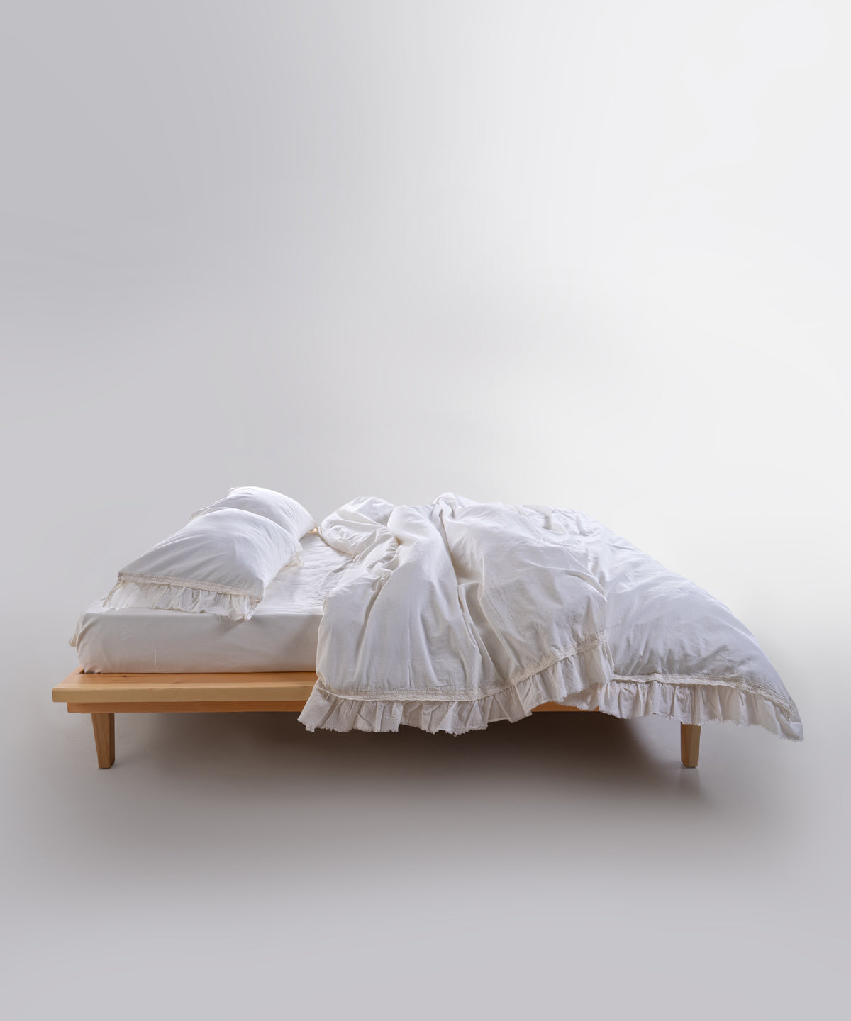LIMASSO %100 Pamuk Stonewashed Fırfırlı ve Güpürlü Nevresim Takımı - Francheska White