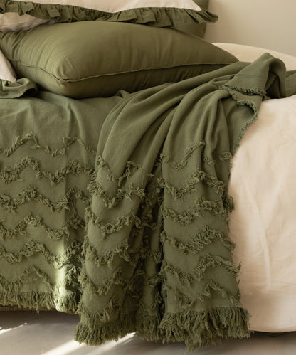 LIMASSO %100 Pamuk Stonewashed Fırfırlı Nevresim Takımı - Odesia Capulet Olive
