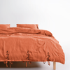 LIMASSO %100 Pamuk Stonewashed Müslin Nakışlı Nevresim Takımı - İra Mecca Orange
