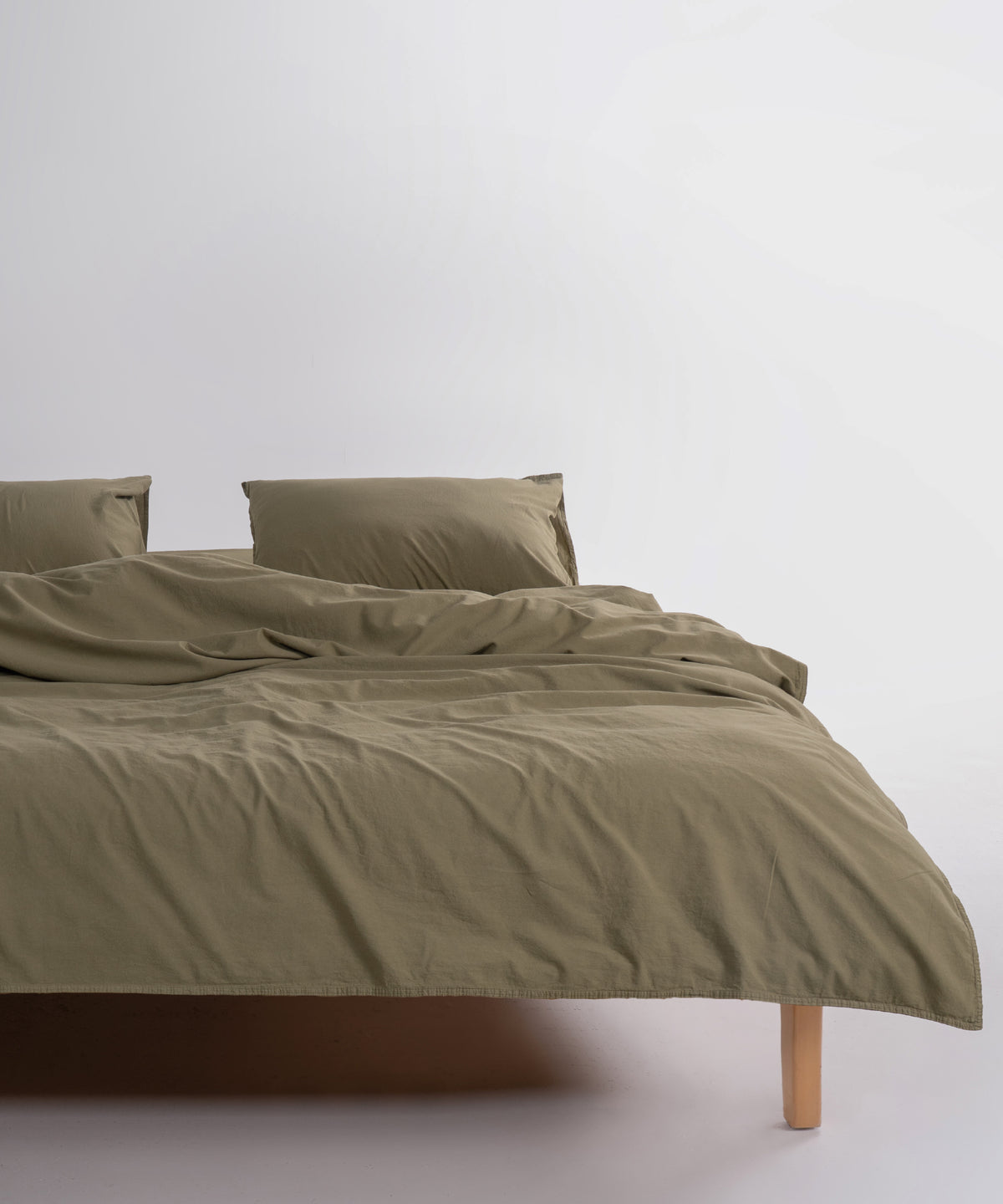 Olive zeytin yeşili stonewashed %100 pamuk çift kişilik nevresim takımı