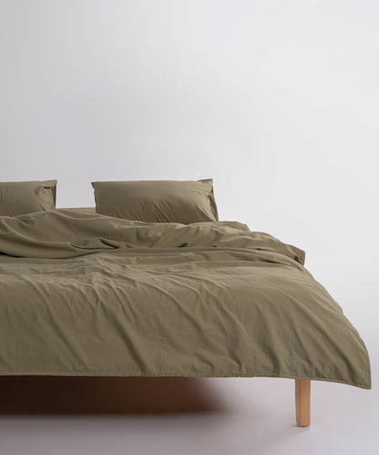 Olive zeytin yeşili stonewashed %100 pamuk çift kişilik nevresim takımı