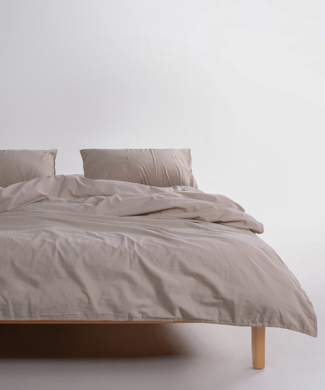 Oxfordtan rengi stonewashed %100 pamuk çift kişilik nevresim takımı