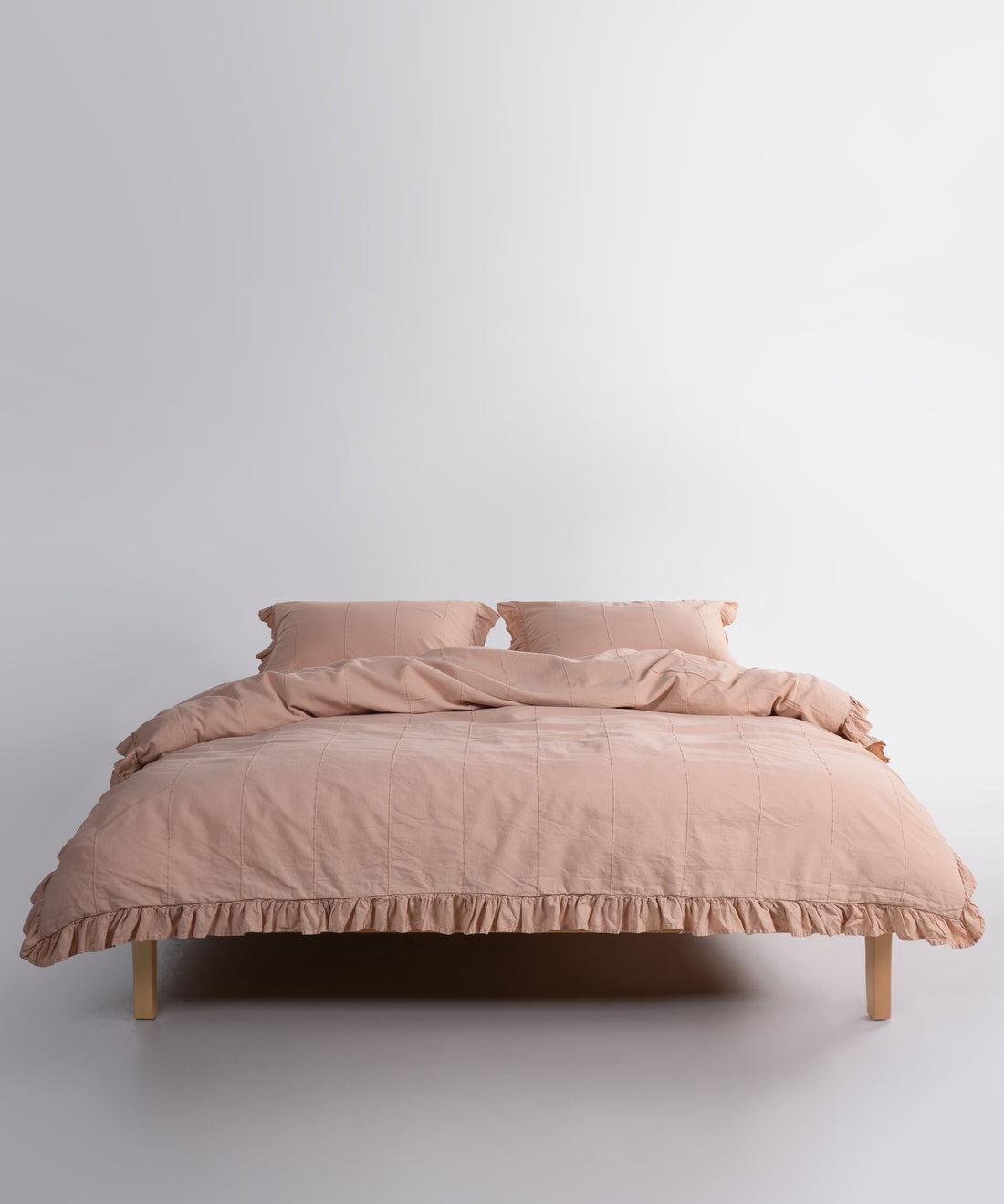 LIMASSO %100 Pamuk Stonewashed Fırfırlı Nevresim Takımı - İdelia Bej