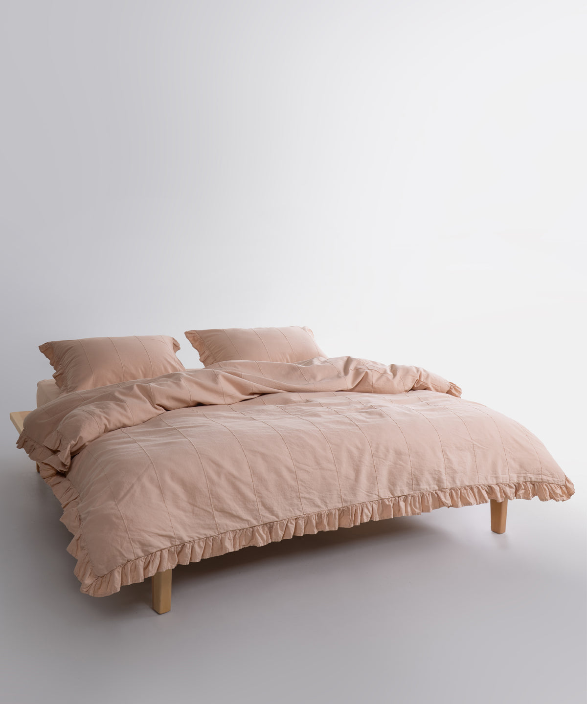 LIMASSO %100 Pamuk Stonewashed Fırfırlı Nevresim Takımı - İdelia Bej