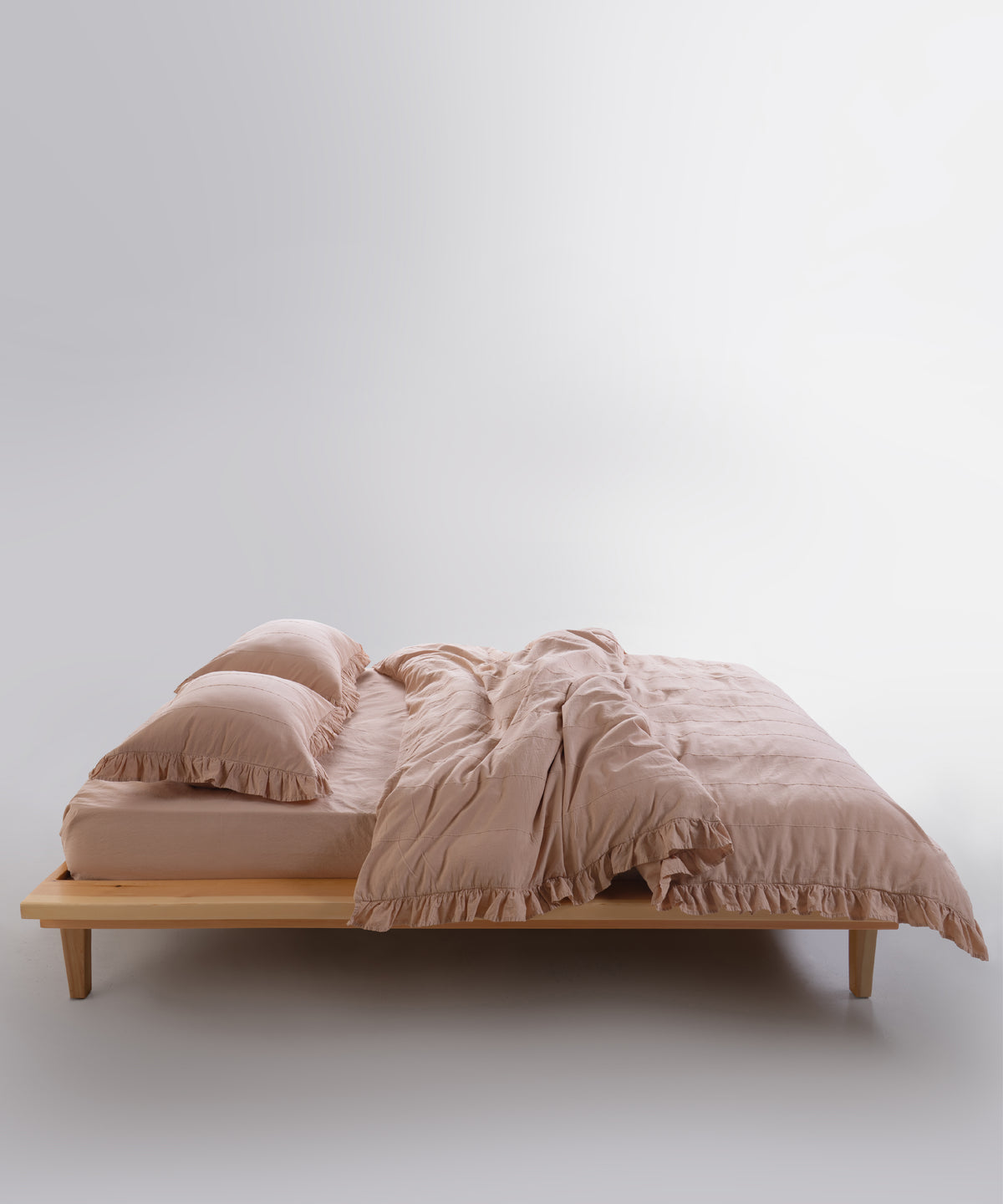LIMASSO %100 Pamuk Stonewashed Fırfırlı Nevresim Takımı - İdelia Bej