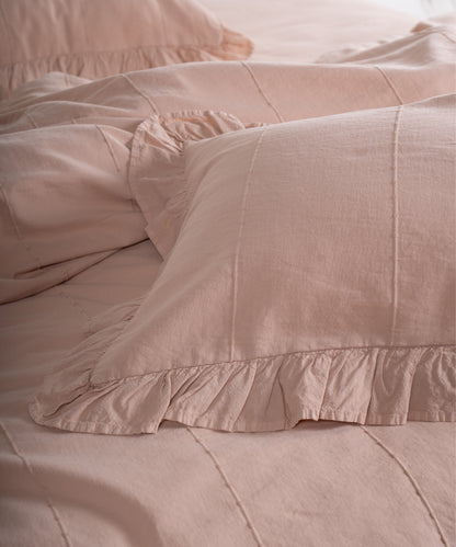 LIMASSO %100 Pamuk Stonewashed Fırfırlı Nevresim Takımı - İdelia Bej