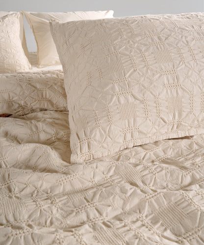 LIMASSO %100 Pamuk Stonewashed Jakarlı Kristal Desenli Nevresim Takımı - Crystal Krem