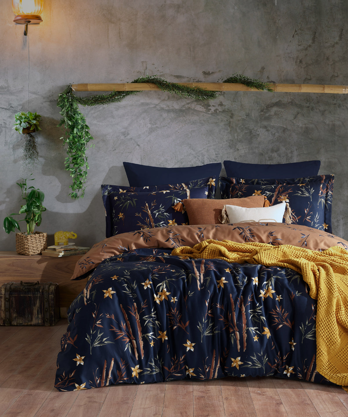 PRIMACASA %100 Pamuk Saten Desenli Nevresim Takımı – Bamboo Flower