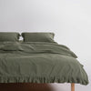 LIMASSO Exclusive %100 Pamuk Stonewashed Fırfırlı Çift Kişilik Nevresim Takımı - Capulet Olive