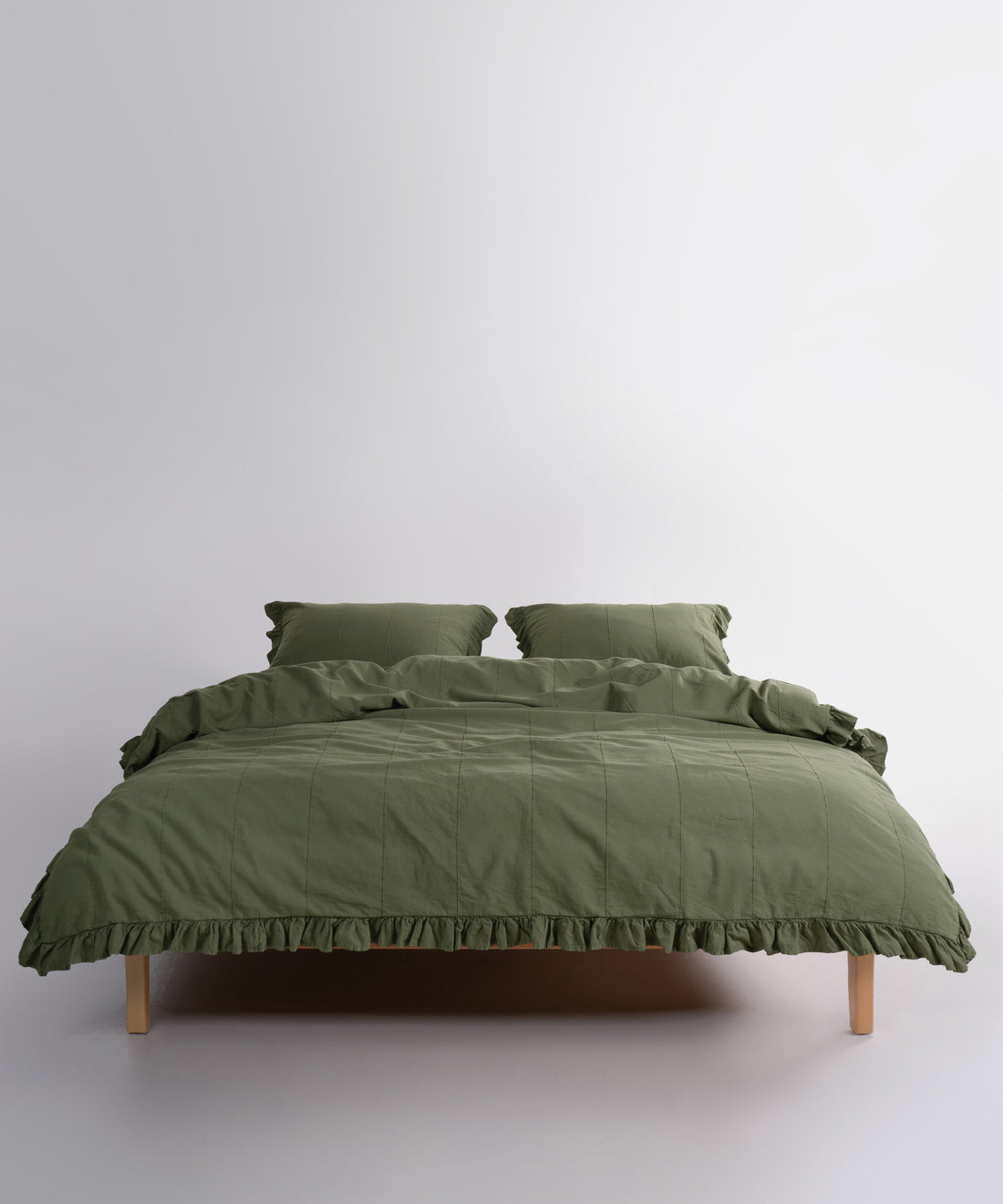 LIMASSO %100 Pamuk Stonewashed Fırfırlı Nevresim Takımı - İdelia Capulet Olive