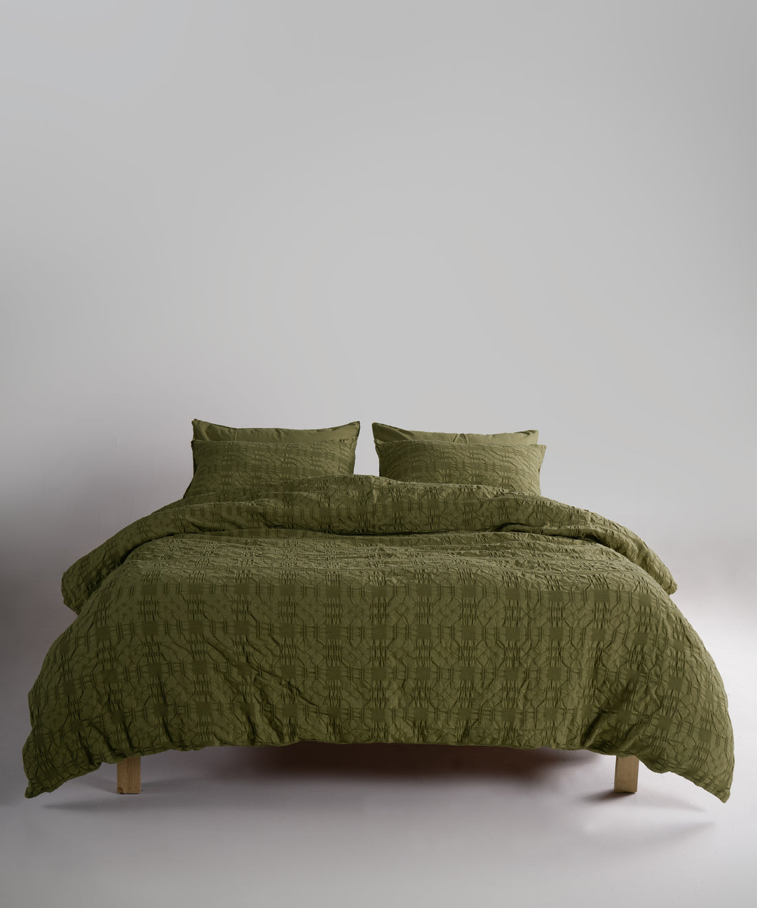 LIMASSO %100 Pamuk Stonewashed Jakarlı Kristal Desenli Nevresim Takımı - Crystal Capulet Olive