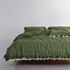 LIMASSO %100 Pamuk Stonewashed Fırfırlı ve Güpürlü Nevresim Takımı - Dora Capulet Olive