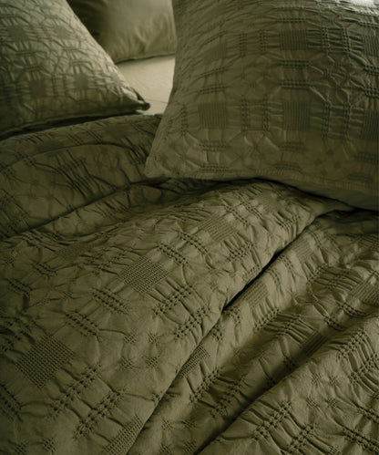 LIMASSO %100 Pamuk Stonewashed Jakarlı Kristal Desenli Nevresim Takımı - Crystal Capulet Olive