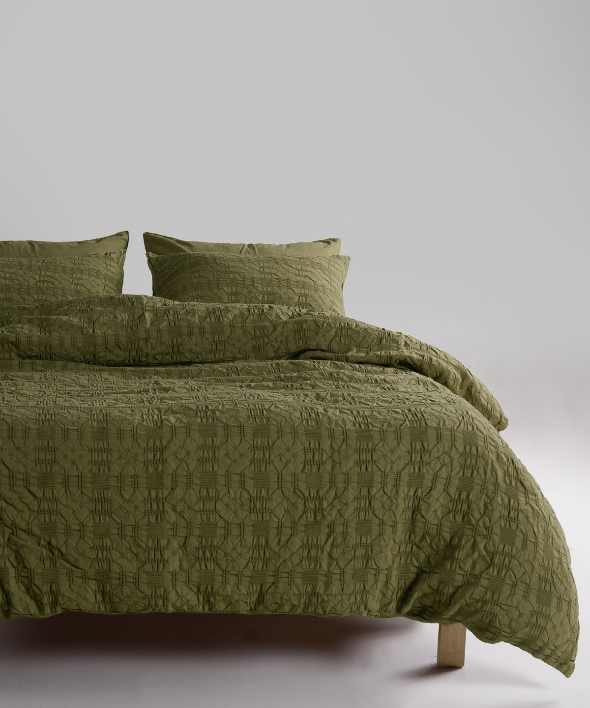 LIMASSO %100 Pamuk Stonewashed Jakarlı Kristal Desenli Nevresim Takımı - Crystal Capulet Olive