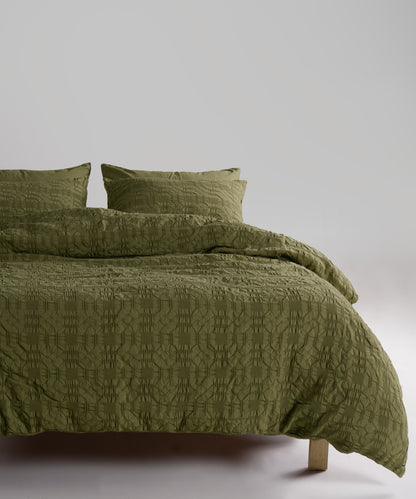 LIMASSO %100 Pamuk Stonewashed Jakarlı Kristal Desenli Nevresim Takımı - Crystal Capulet Olive