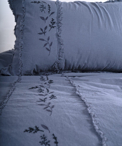 LIMASSO %100 Pamuk Stonewashed Nakışlı ve Püsküllü Nevresim Takımı - Lucyna Castle Rock