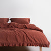 LIMASSO Exclusive %100 Pamuk Stonewashed Fırfırlı Çift Kişilik Nevresim Takımı - Cinnamon Stick