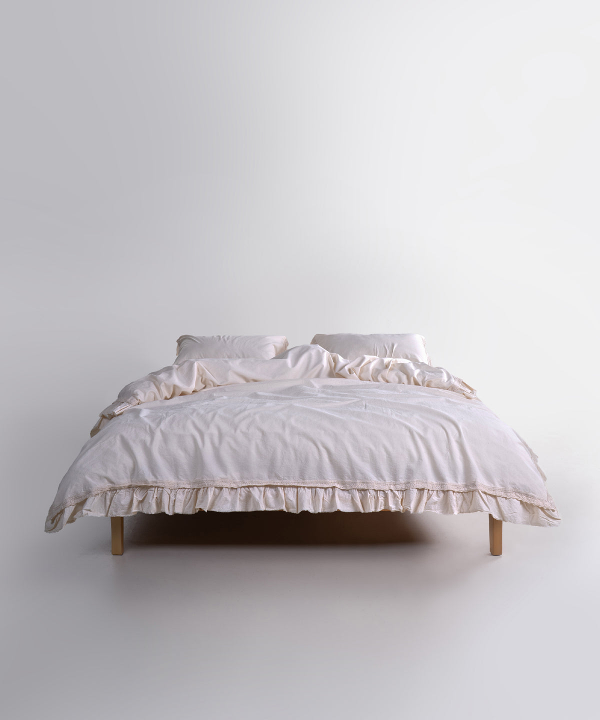 LIMASSO %100 Pamuk Stonewashed Fırfırlı ve Güpürlü Nevresim Takımı - Francheska Cream