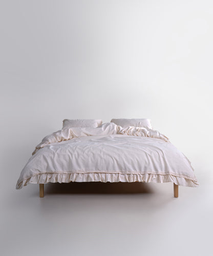 LIMASSO %100 Pamuk Stonewashed Fırfırlı ve Güpürlü Nevresim Takımı - Francheska Cream
