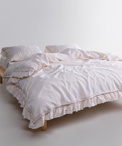LIMASSO %100 Pamuk Stonewashed Fırfırlı ve Güpürlü Nevresim Takımı - Francheska Cream