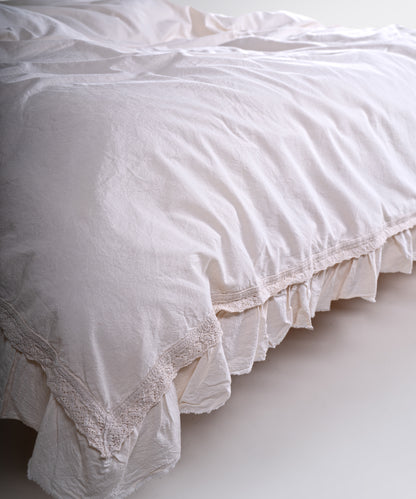 LIMASSO %100 Pamuk Stonewashed Fırfırlı ve Güpürlü Nevresim Takımı - Francheska Cream