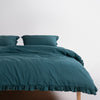 LIMASSO %100 Pamuk Stonewashed Fırfırlı Nevresim Takımı - İdelia Dark Green
