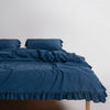 LIMASSO Exclusive %100 Pamuk Stonewashed Fırfırlı Çift Kişilik Nevresim Takımı - Dress Blue