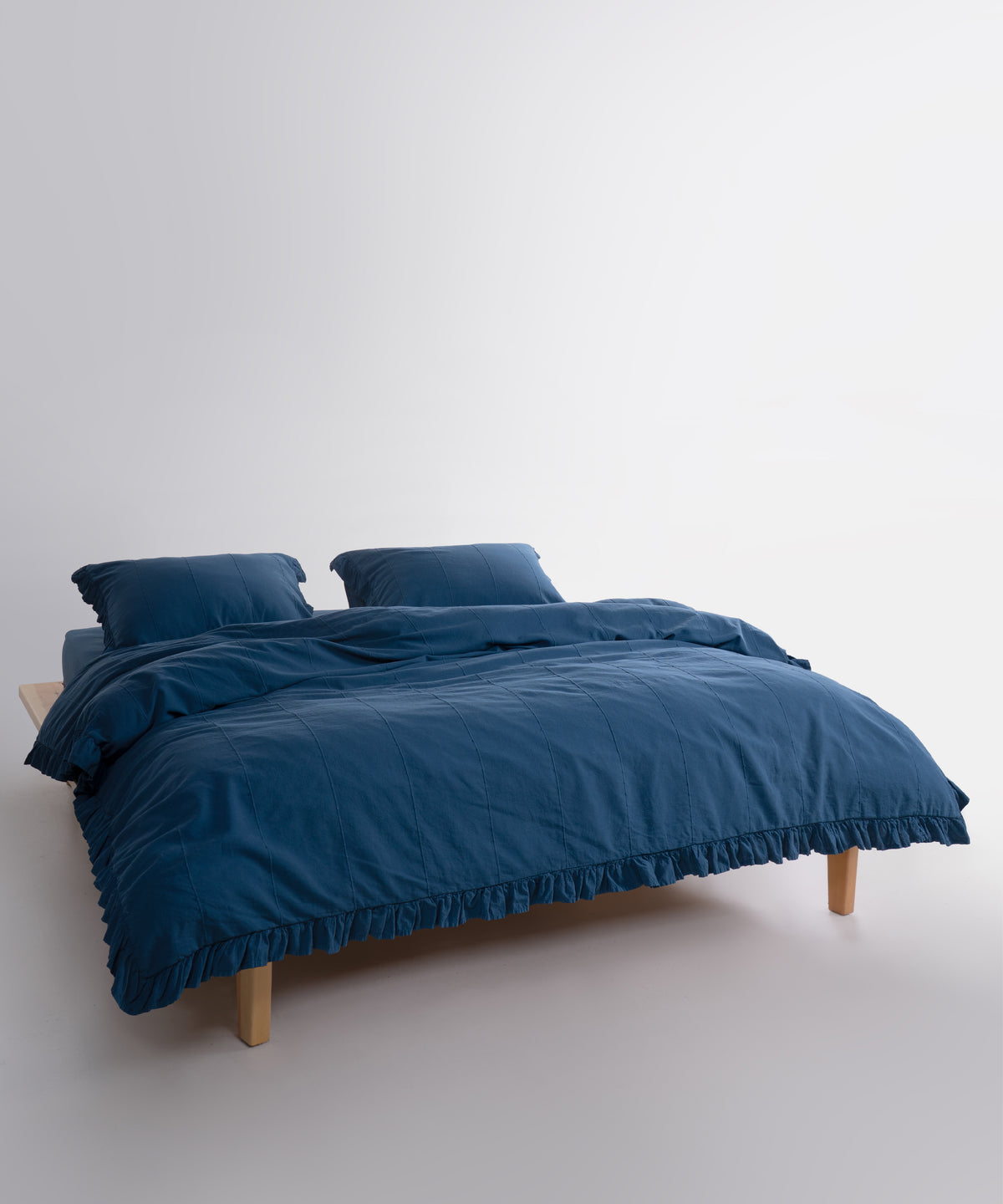LIMASSO %100 Pamuk Stonewashed Fırfırlı Nevresim Takımı - İdelia Dress Blue