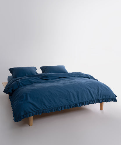 LIMASSO %100 Pamuk Stonewashed Fırfırlı Nevresim Takımı - İdelia Dress Blue
