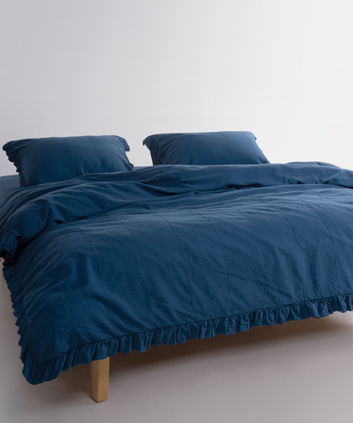 LIMASSO %100 Pamuk Stonewashed Fırfırlı Nevresim Takımı - İdelia Dress Blue