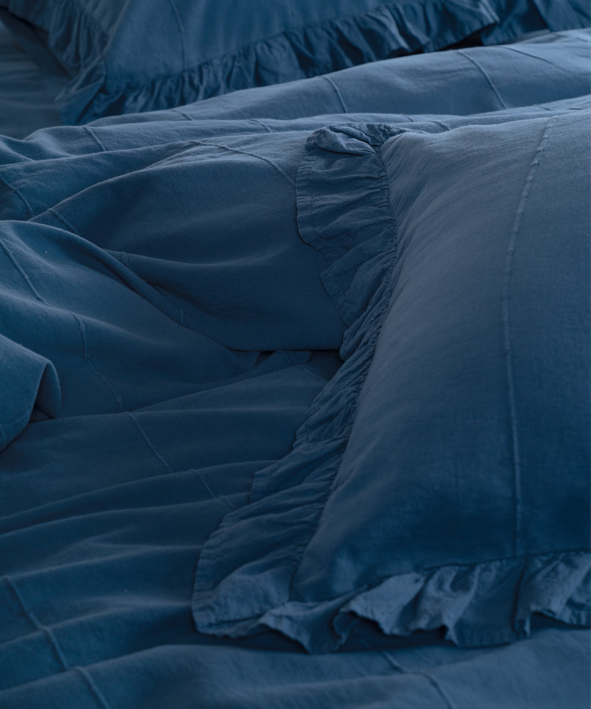 LIMASSO %100 Pamuk Stonewashed Fırfırlı Nevresim Takımı - İdelia Dress Blue