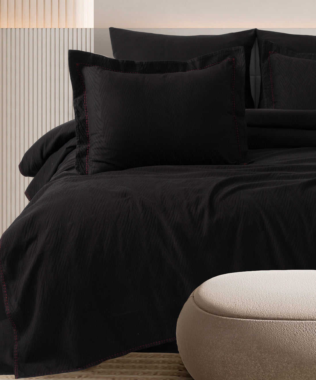 Green Home %100 Pamuk Saten Stonewashed 300 TC Nevresim Takımı - Elegance Black