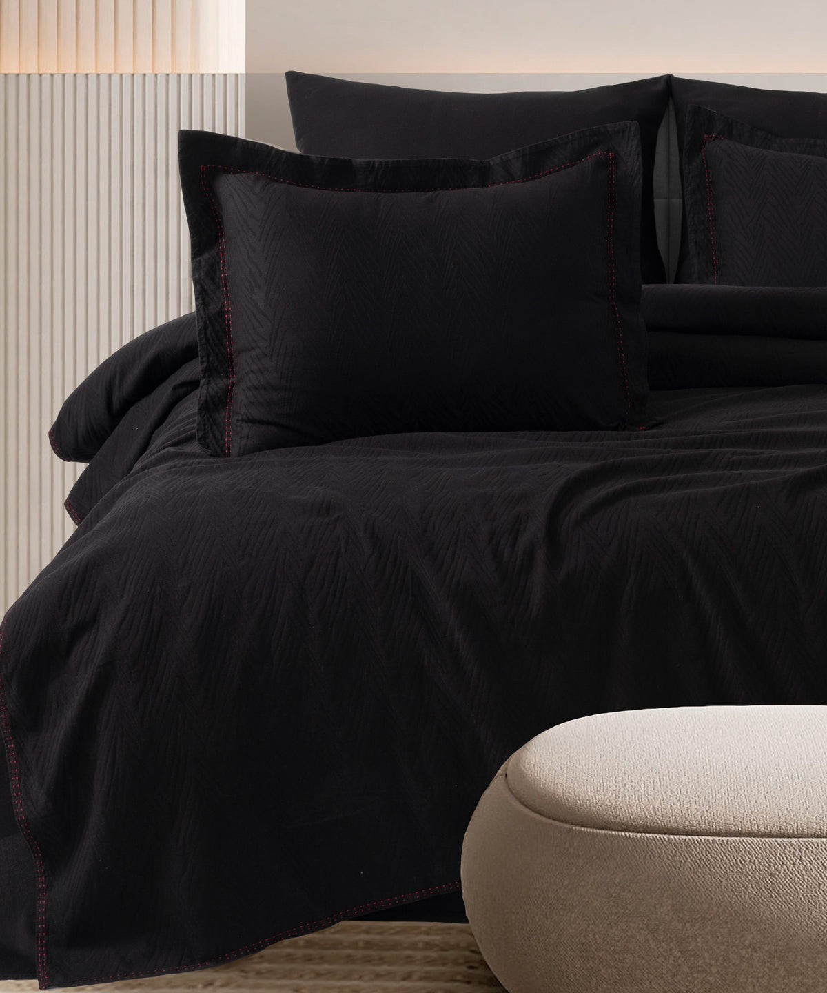 Green Home %100 Pamuk Saten Stonewashed 300 TC Nevresim Takımı - Elegance Black